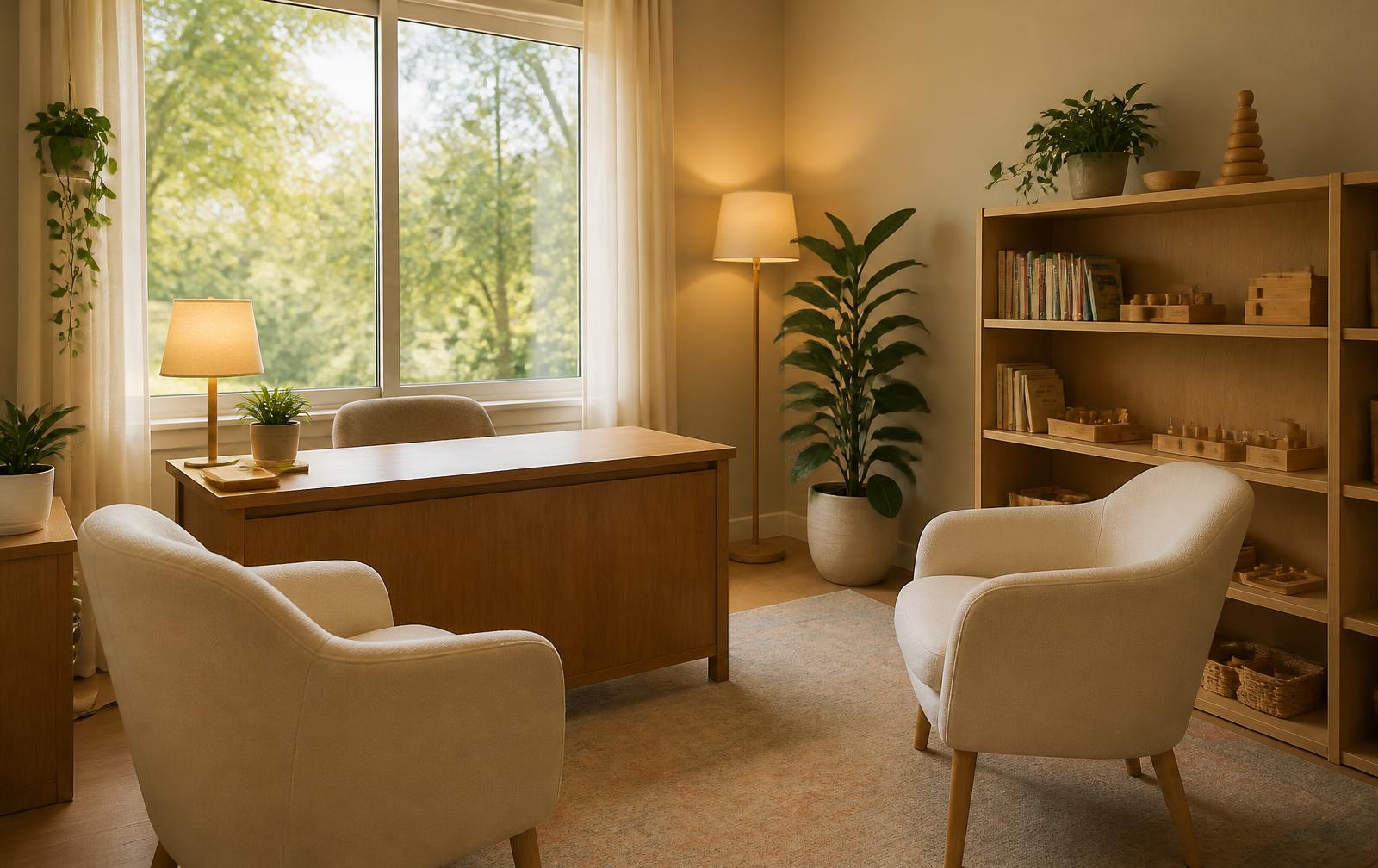 Cabinet de consultation chaleureux avec lumière naturelle